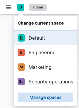 Change current space menu Change current space menu