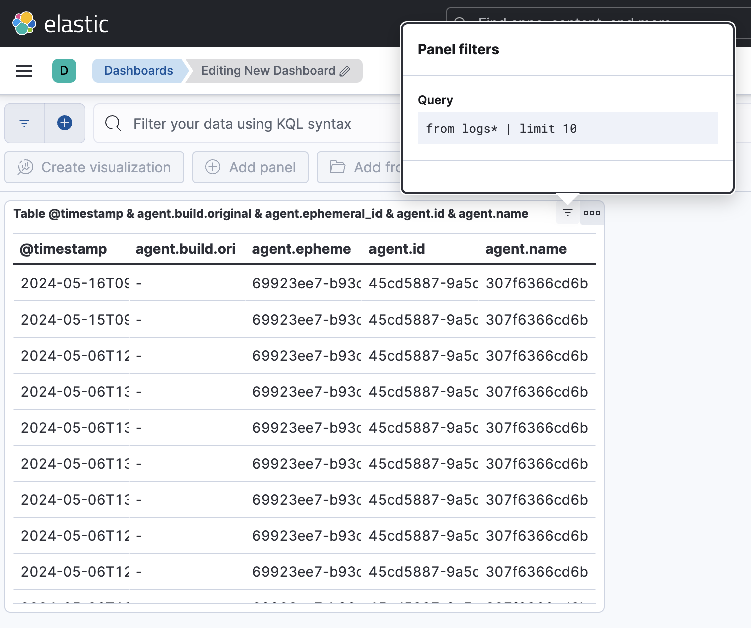 esql dashboard panel query esql dashboard panel query