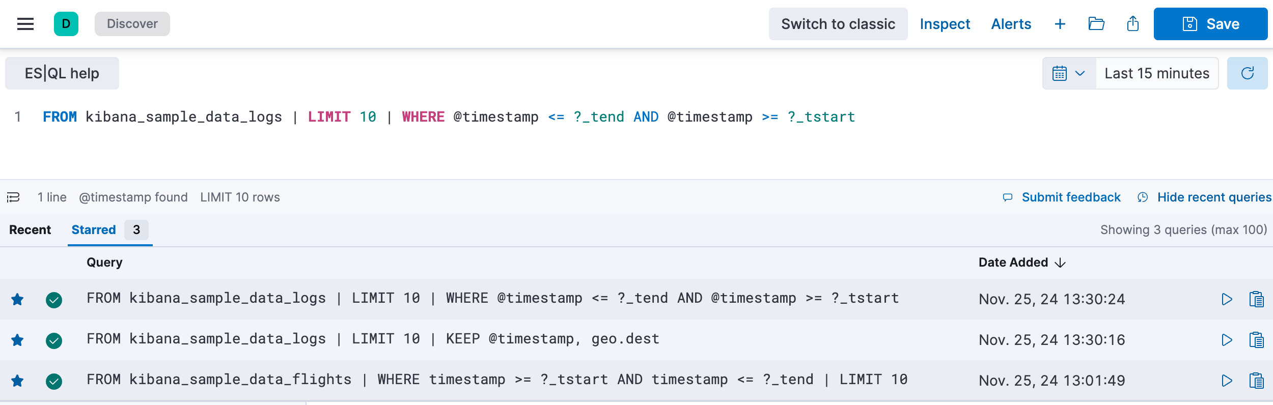 esql discover query starred esql discover query starred