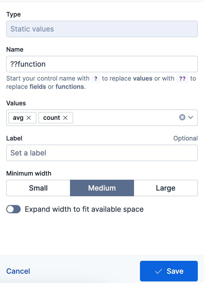 ESQL control settings