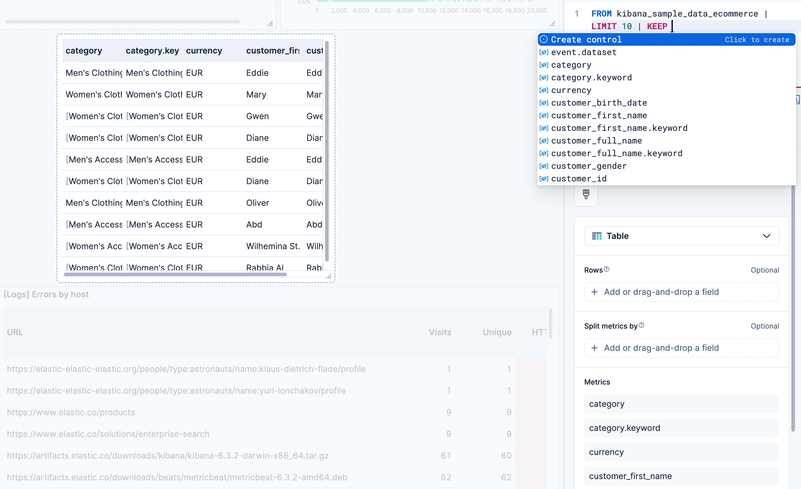 ESQL query prompting to add a control