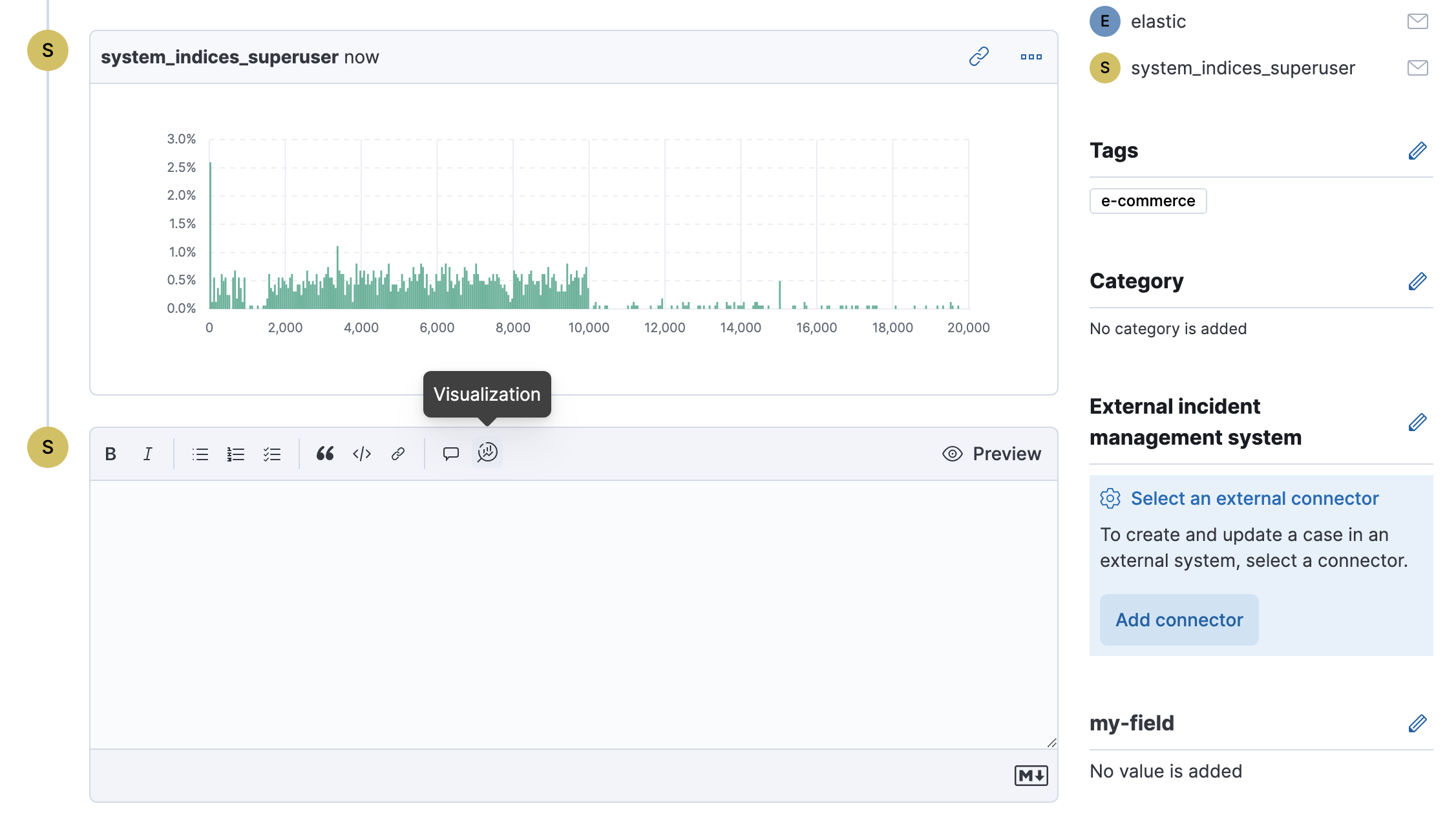 Adding a visualization as a comment within a case Adding a visualization as a comment within a case