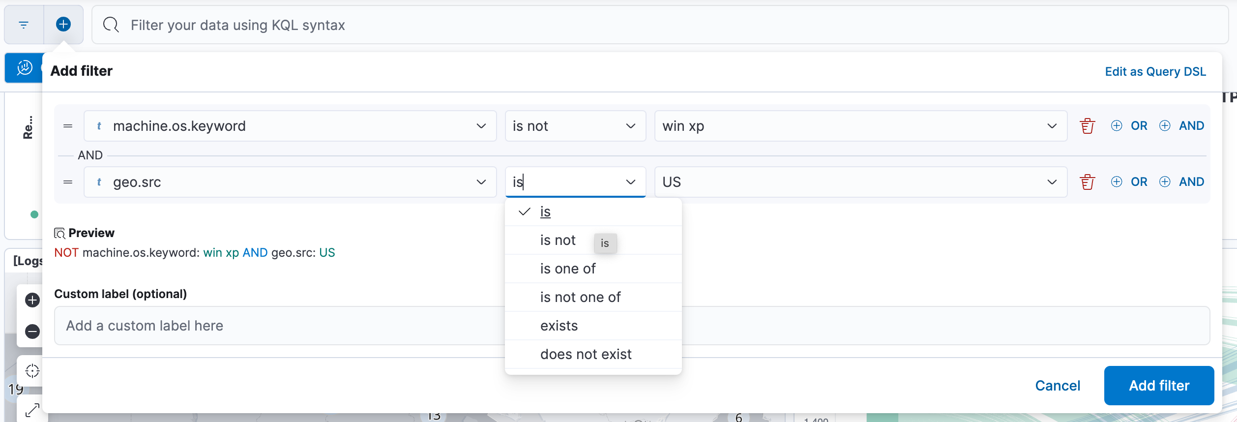 Filter editor with 2 conditions Filter editor with 2 conditions