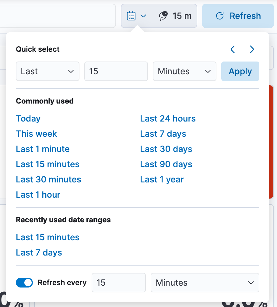 Time range menu with multiple time range suggestions Time range menu with multiple time range suggestions