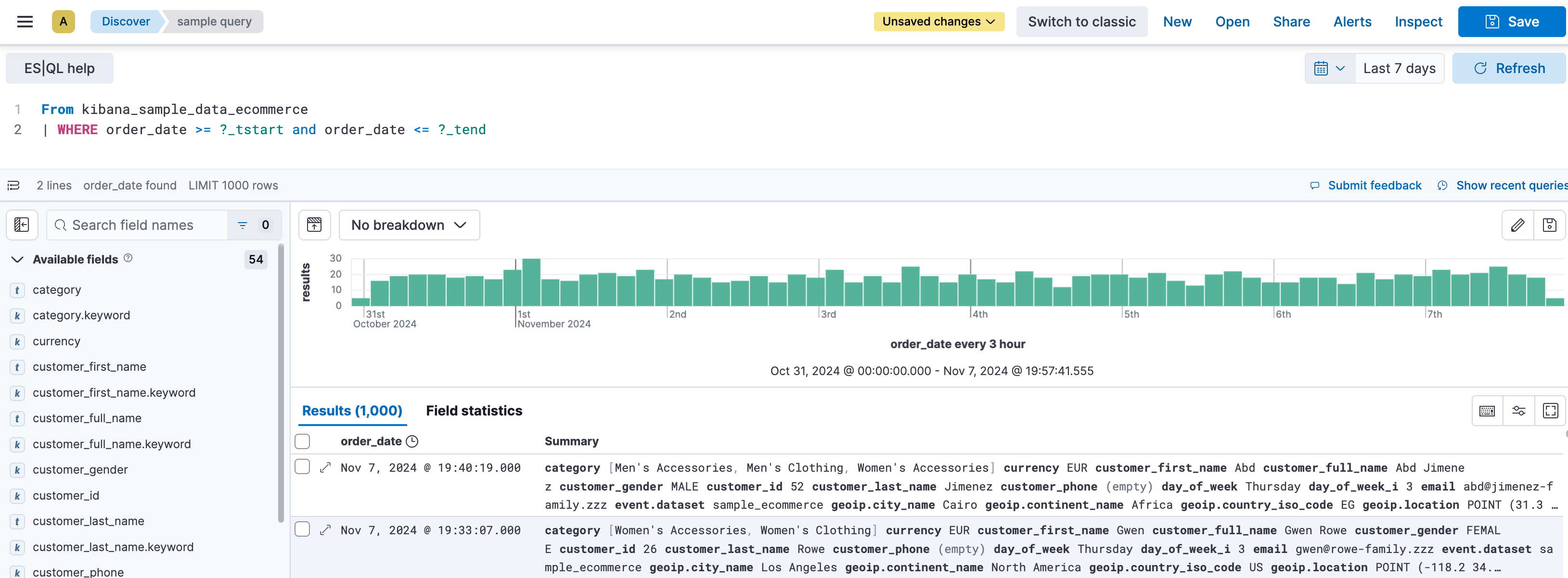 ESQL query with a custom time field enabled ESQL query with a custom time field enabled