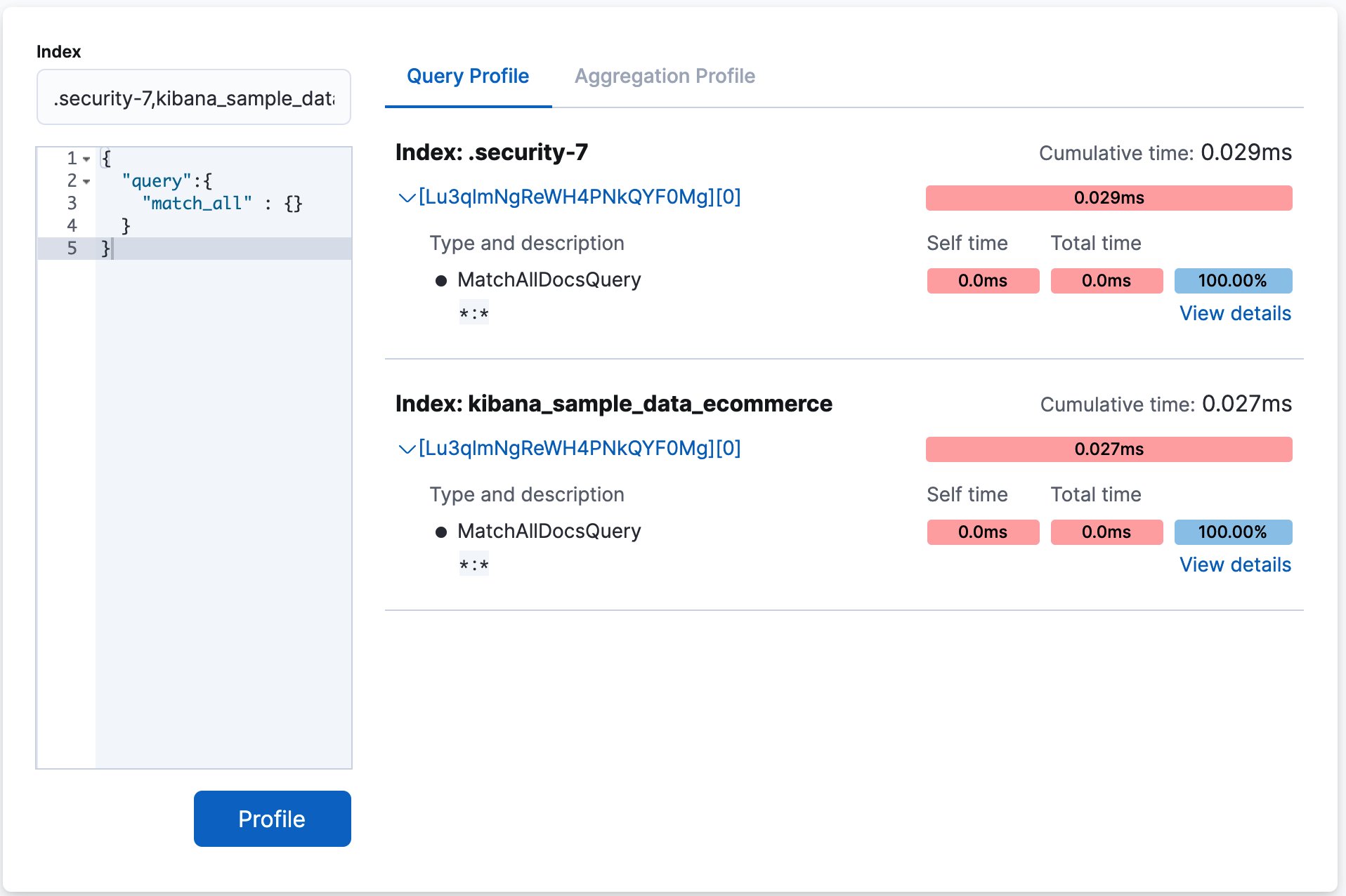 Filtering by index and type Filtering by index and type