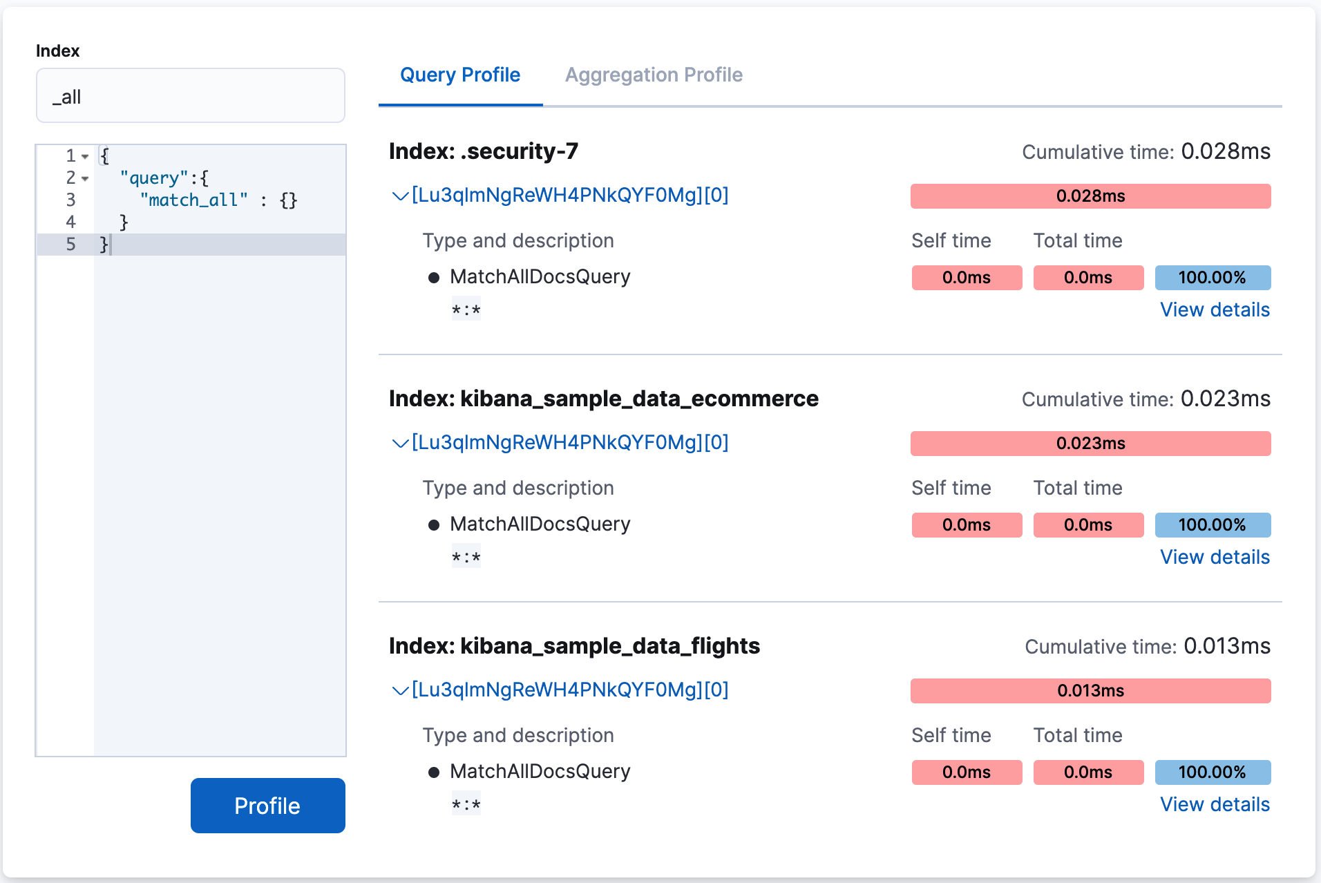 Search Profiler visualization Search Profiler visualization