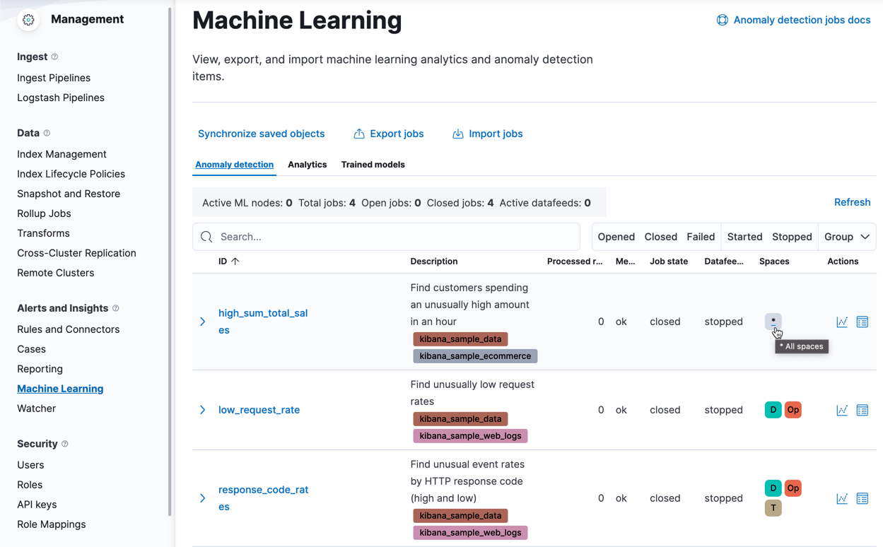 Assign machine learning jobs to spaces Assign machine learning jobs to spaces