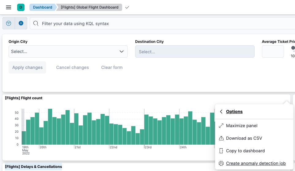 A screenshot of a chart with the Options menu opened A screenshot of a chart with the Options menu opened