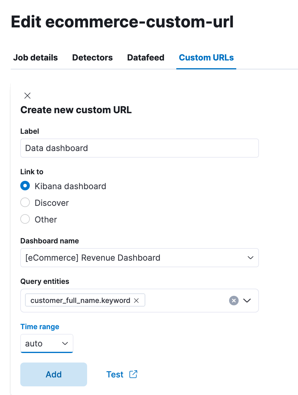 Add a custom URL in Kibana Add a custom URL in Kibana