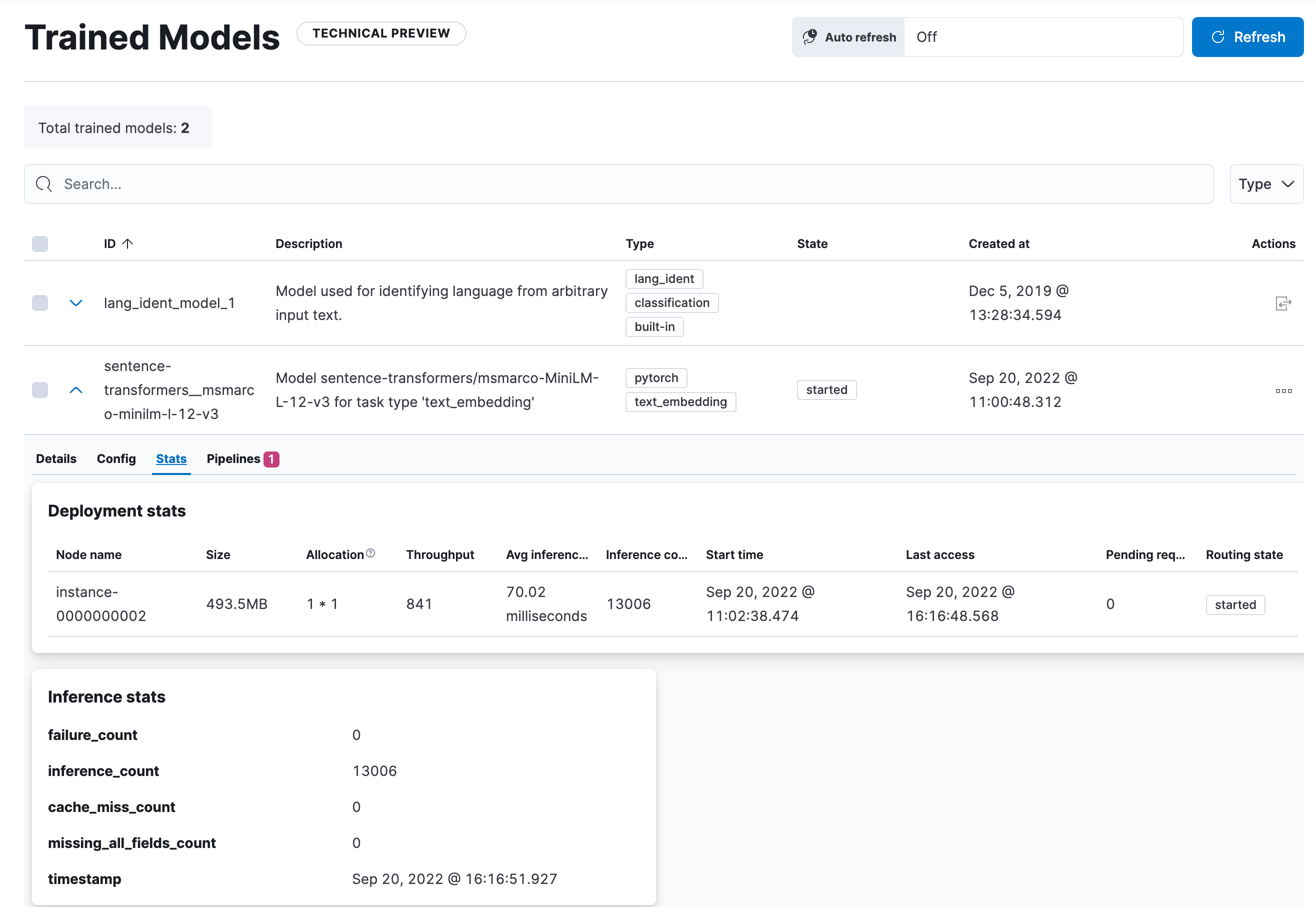 Model status UI Model status UI