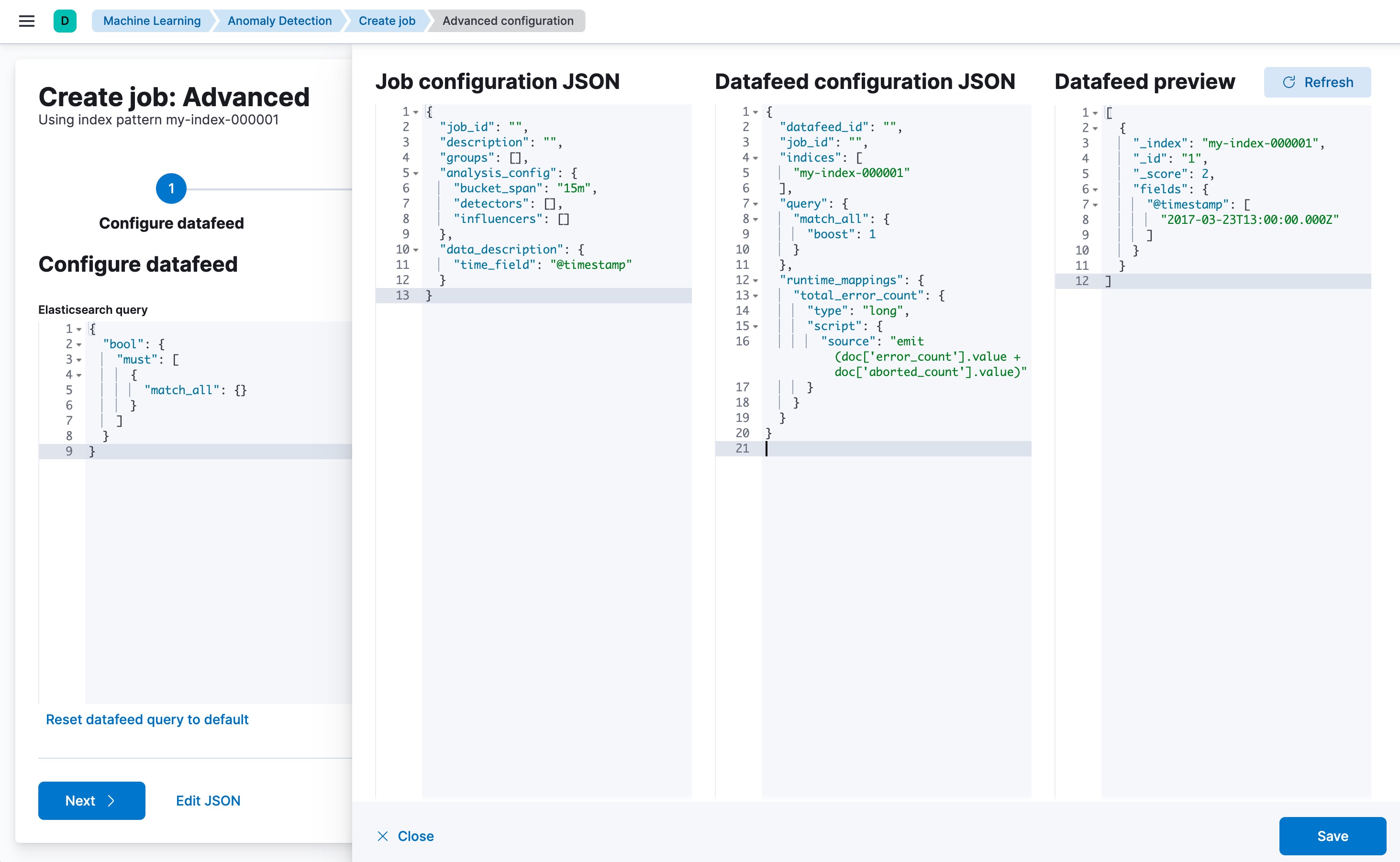 Using runtime_mappings in datafeed config via Kibana Using runtime_mappings in datafeed config via Kibana