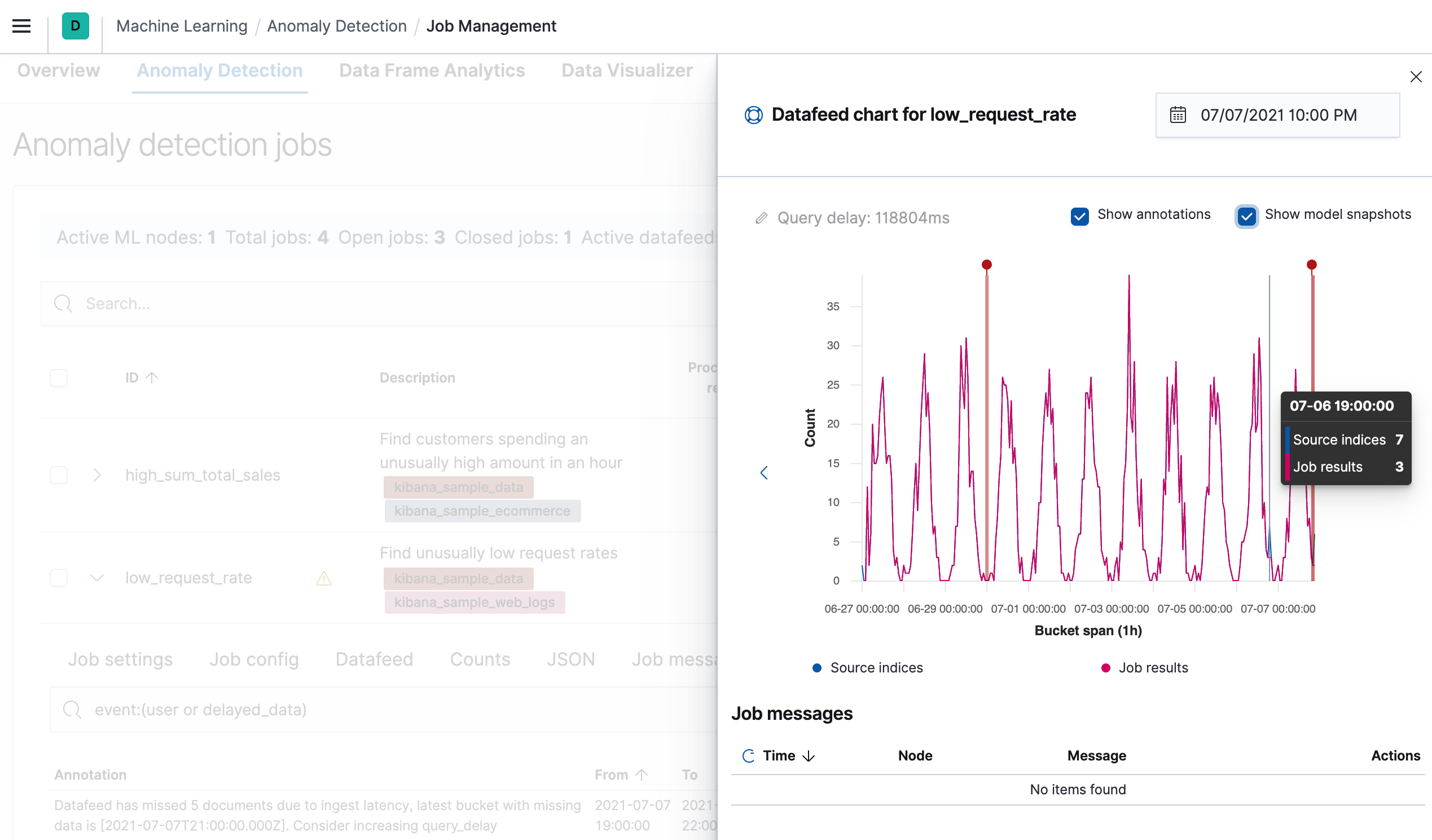 Delayed data in the datafeed chart Delayed data in the datafeed chart
