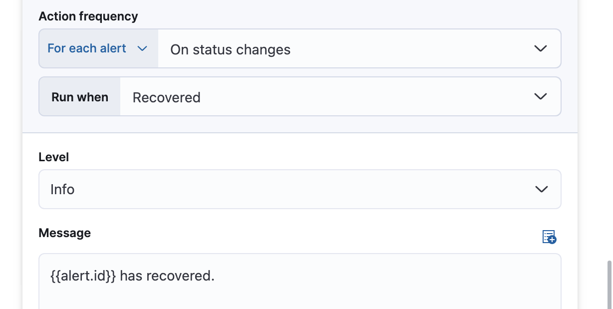 UI for defining a recovery action UI for defining a recovery action