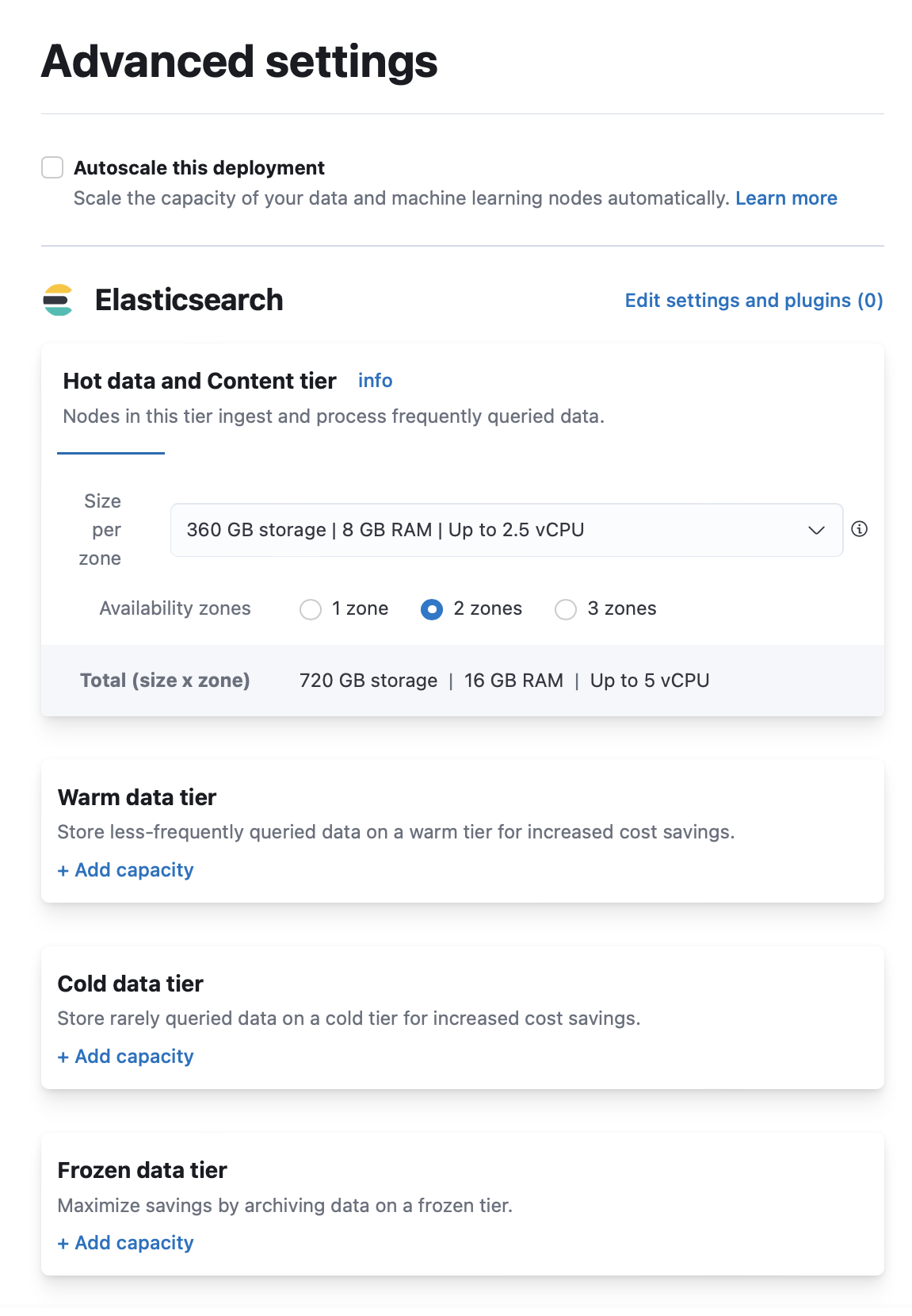 Elastic Cloud's deployment Advanced configuration page Elastic Cloud's deployment Advanced configuration page
