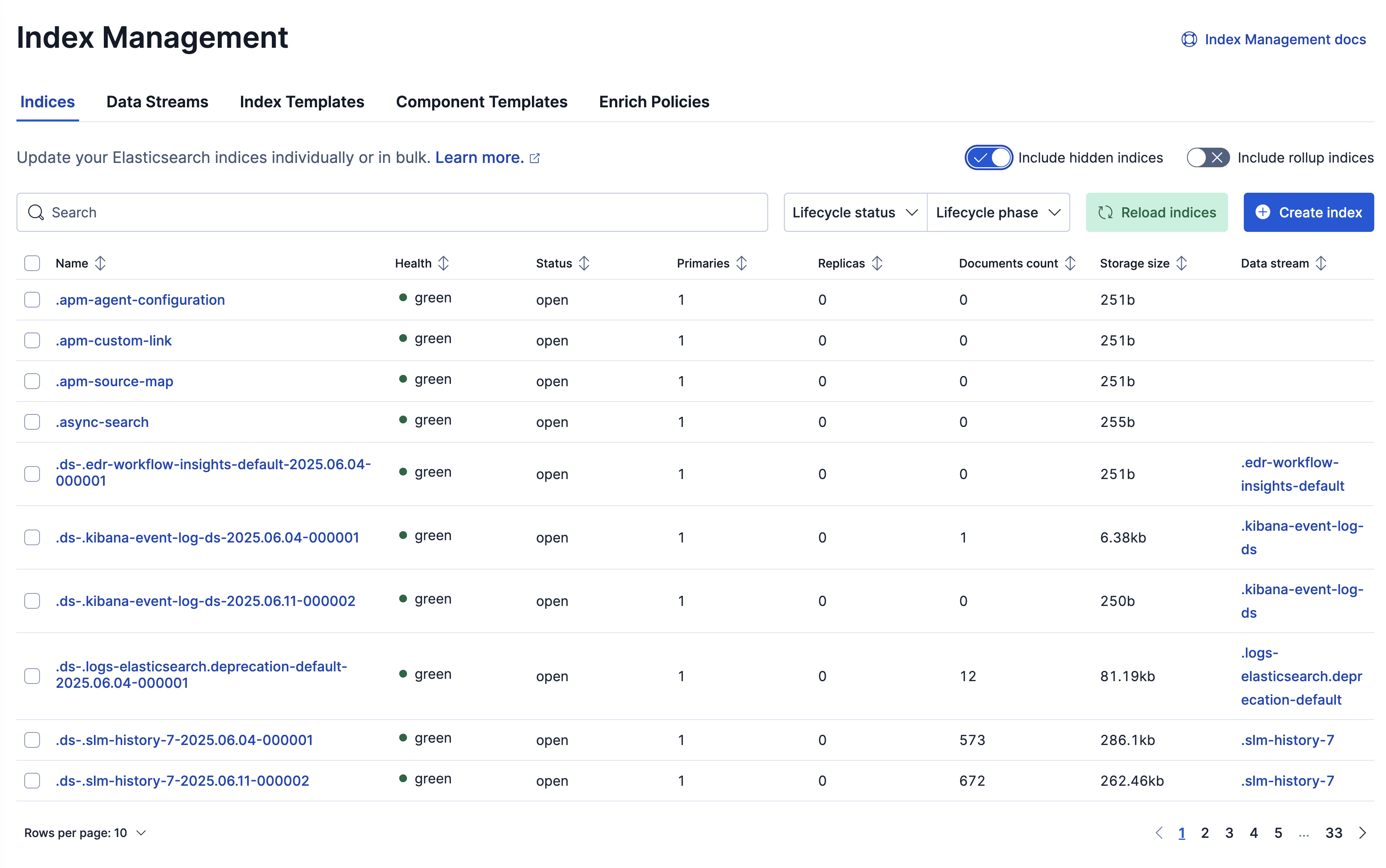 Index Management UI Index Management UI