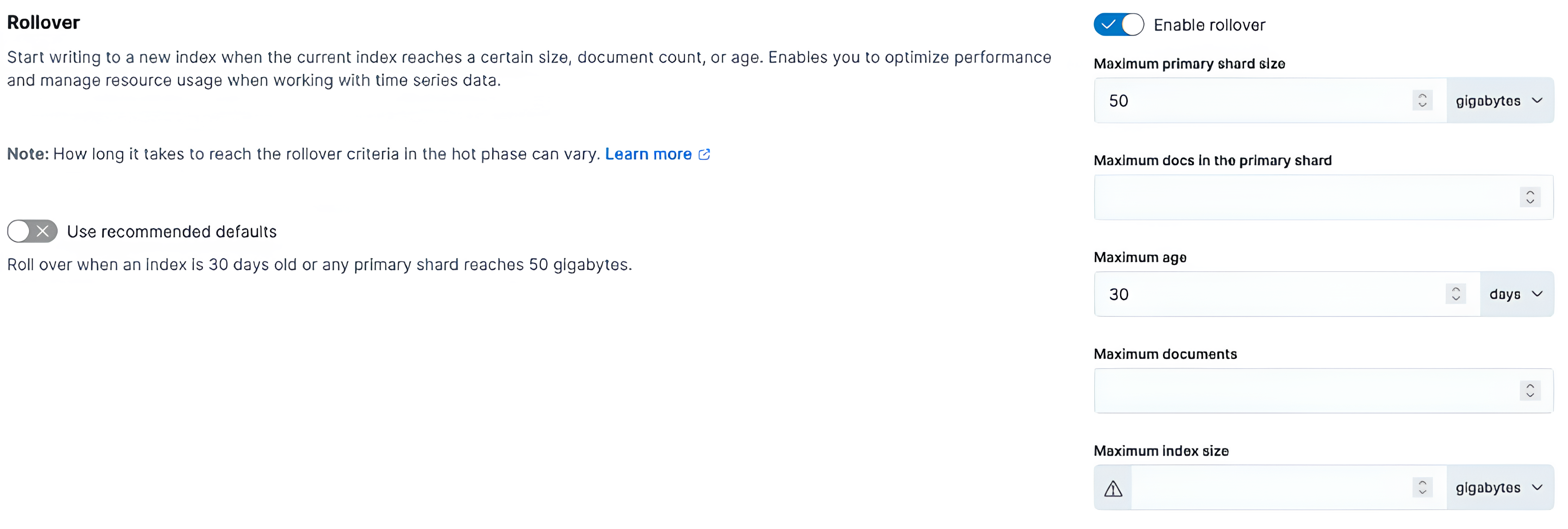 View rollover defaults View rollover defaults