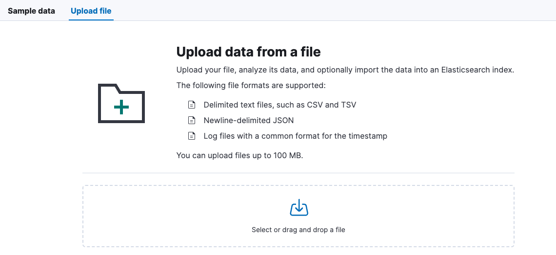 Upload a sample data file Upload a sample data file