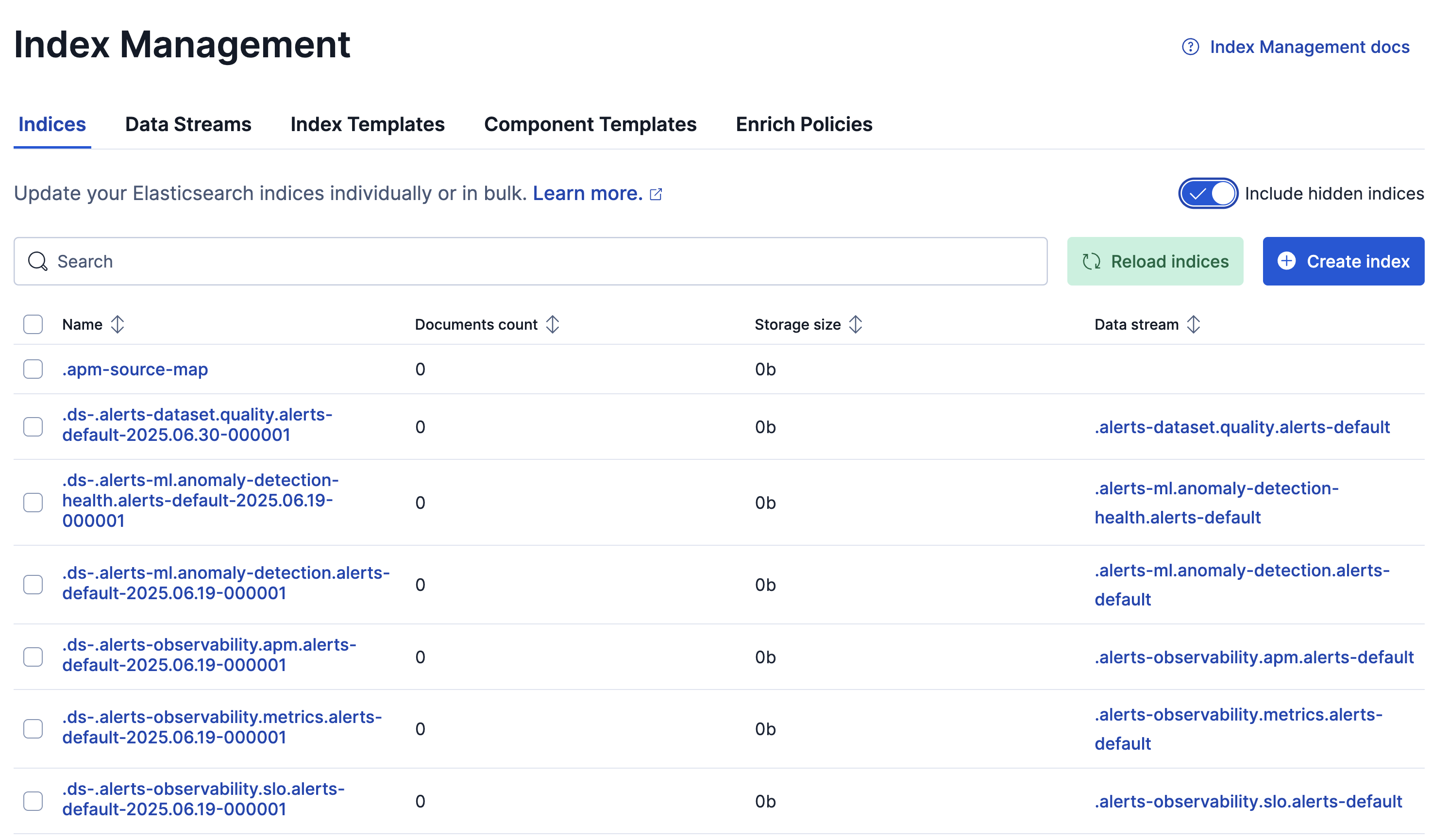 Index Management indices Index Management indices