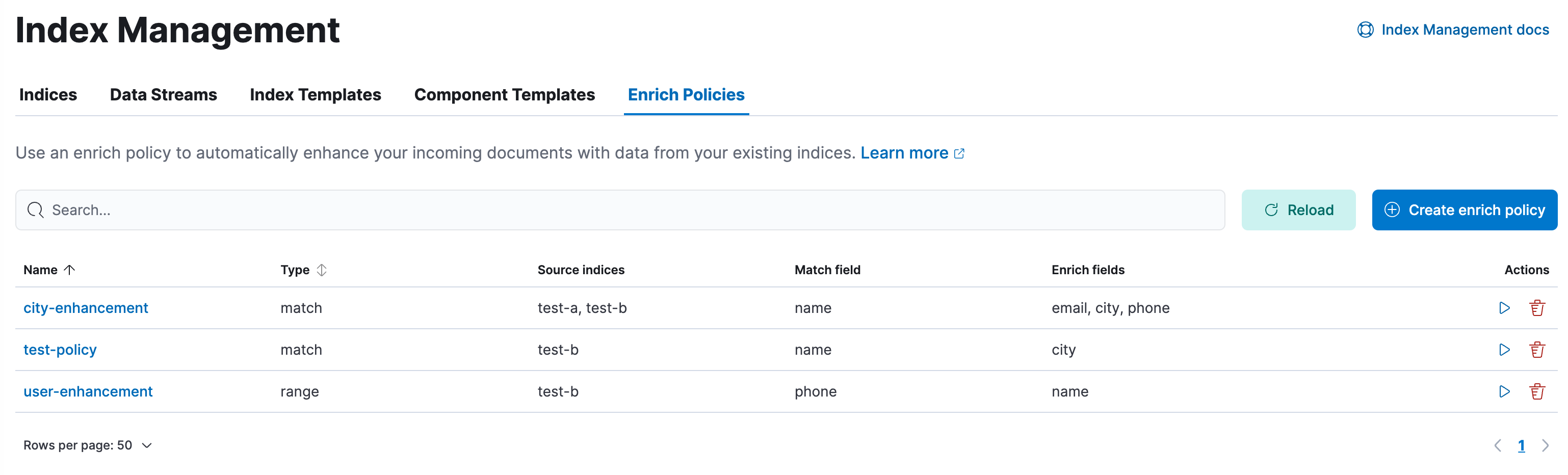 Enrich policies Enrich policies