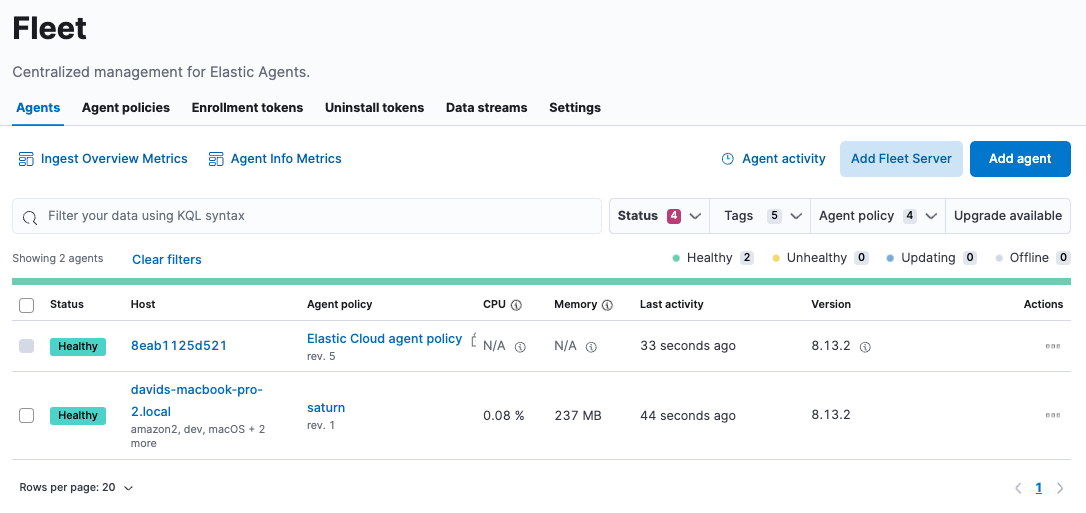 Fleet showing enrolled agents Fleet showing enrolled agents