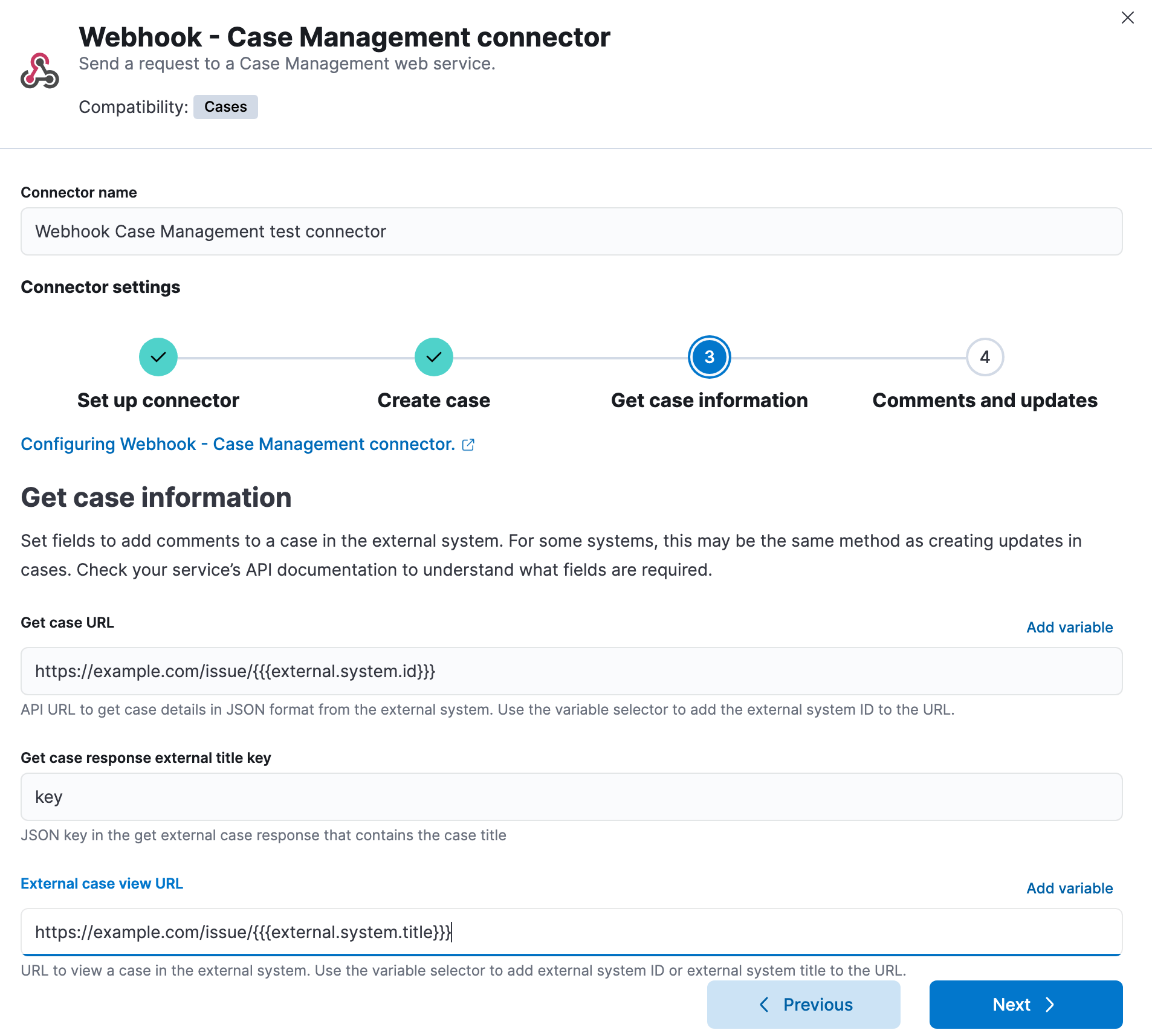 Add case retrieval details in the Webhook - Case Management connector Add case retrieval details in the Webhook - Case Management connector