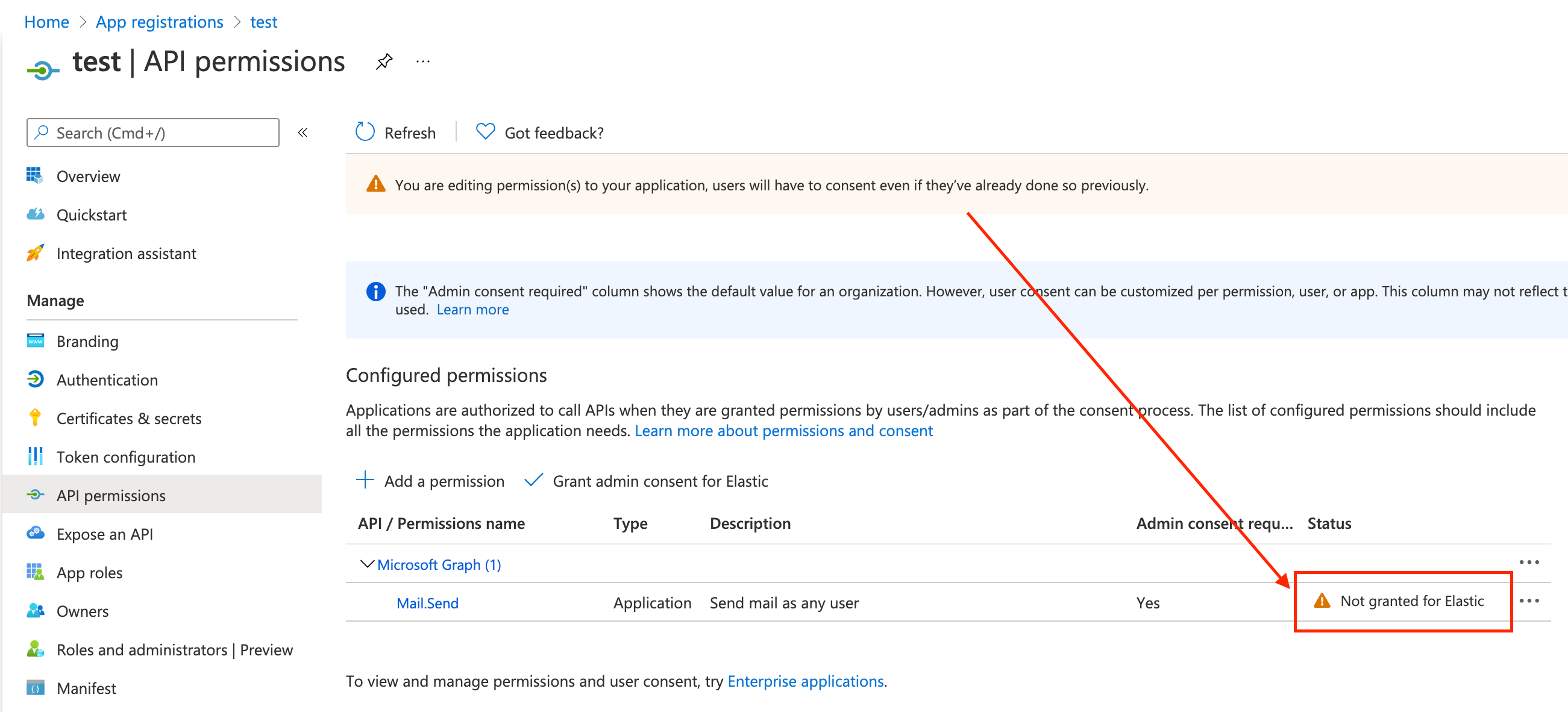 MS Exchange "Mail.Send" not granted MS Exchange