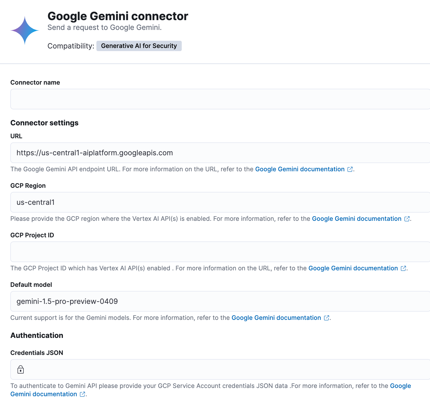 Google Gemini connector Google Gemini connector