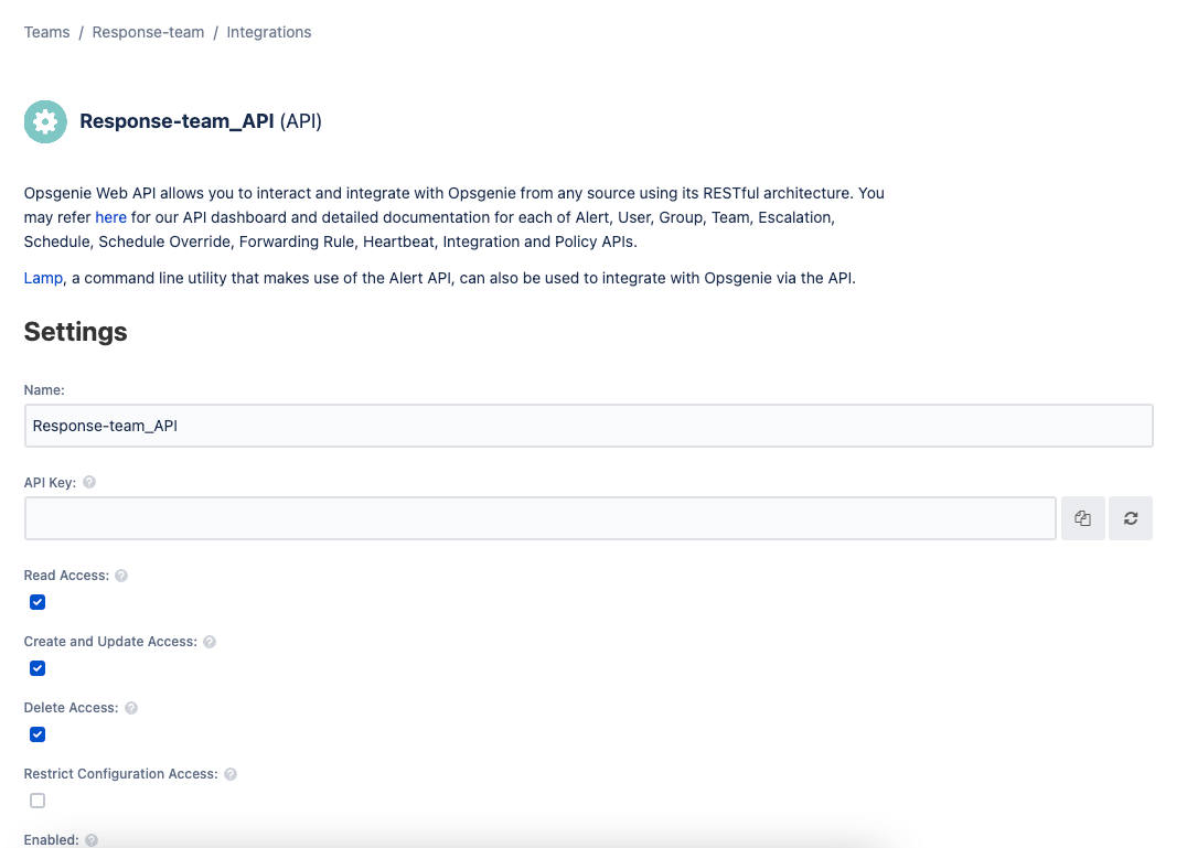 Opsgenie save integration Opsgenie save integration