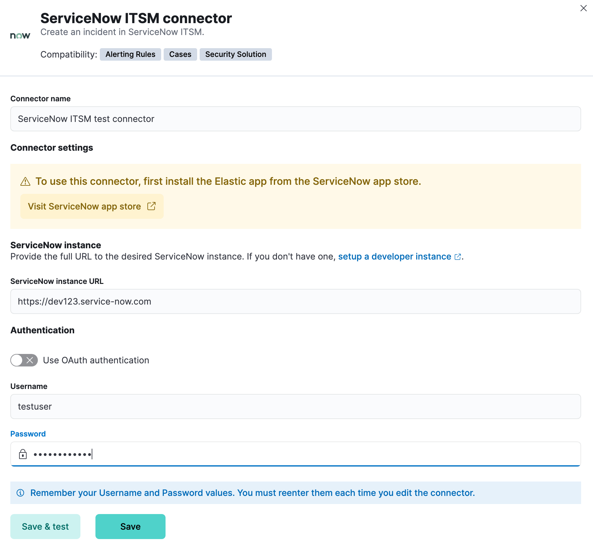 ServiceNow connector using basic auth ServiceNow connector using basic auth