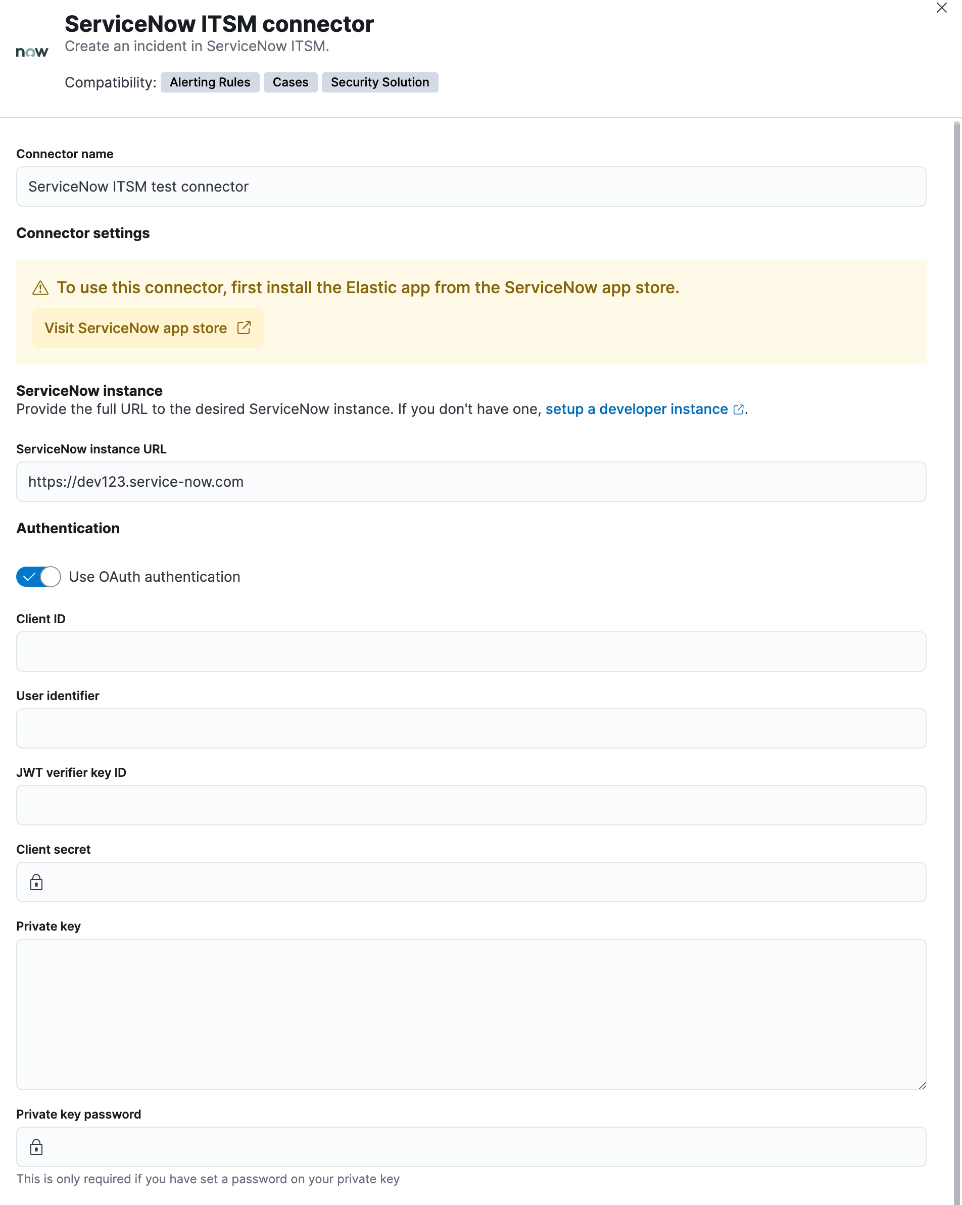 ServiceNow connector using OAuth ServiceNow connector using OAuth