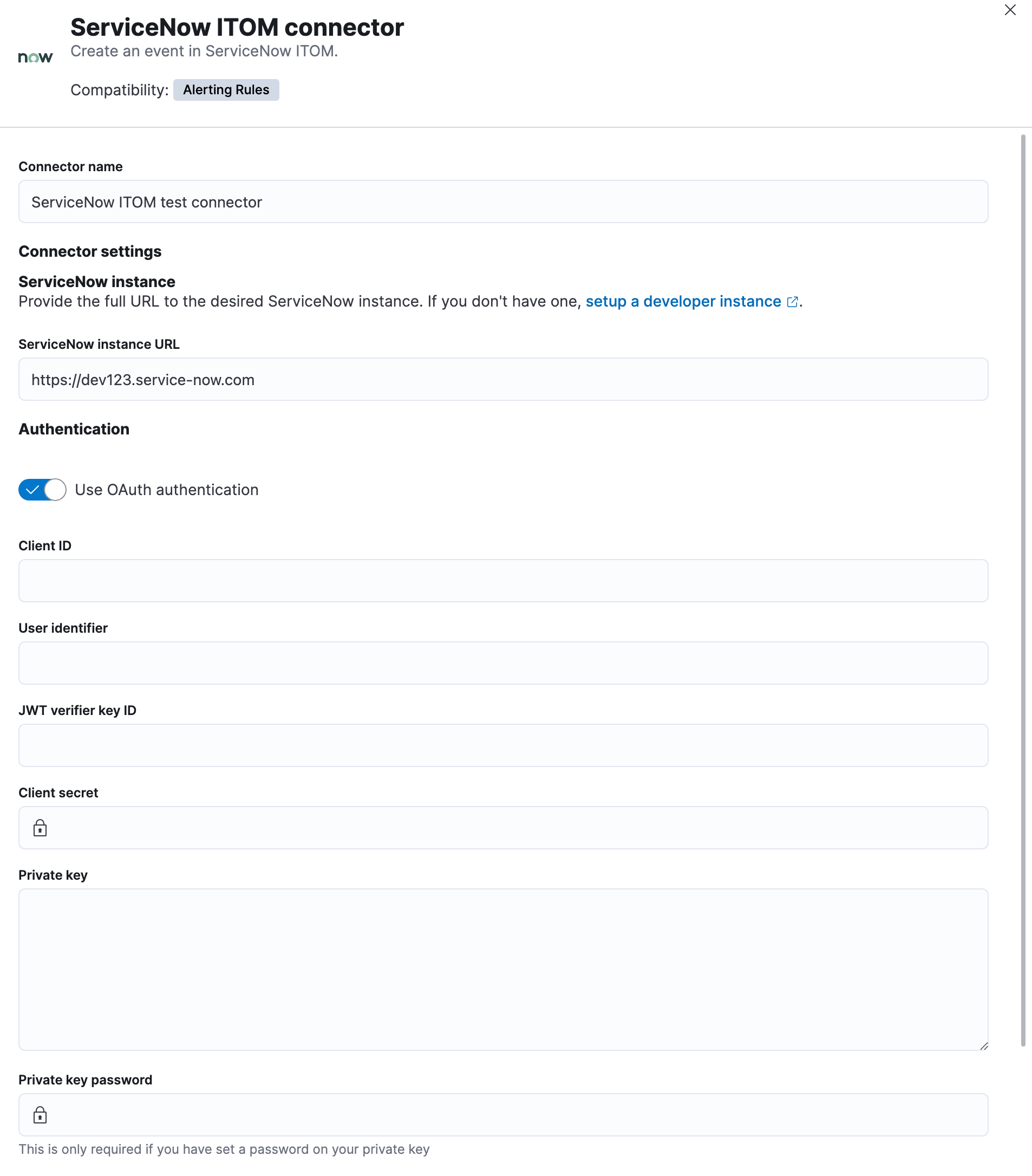 ServiceNow ITOM connector using OAuth ServiceNow ITOM connector using OAuth
