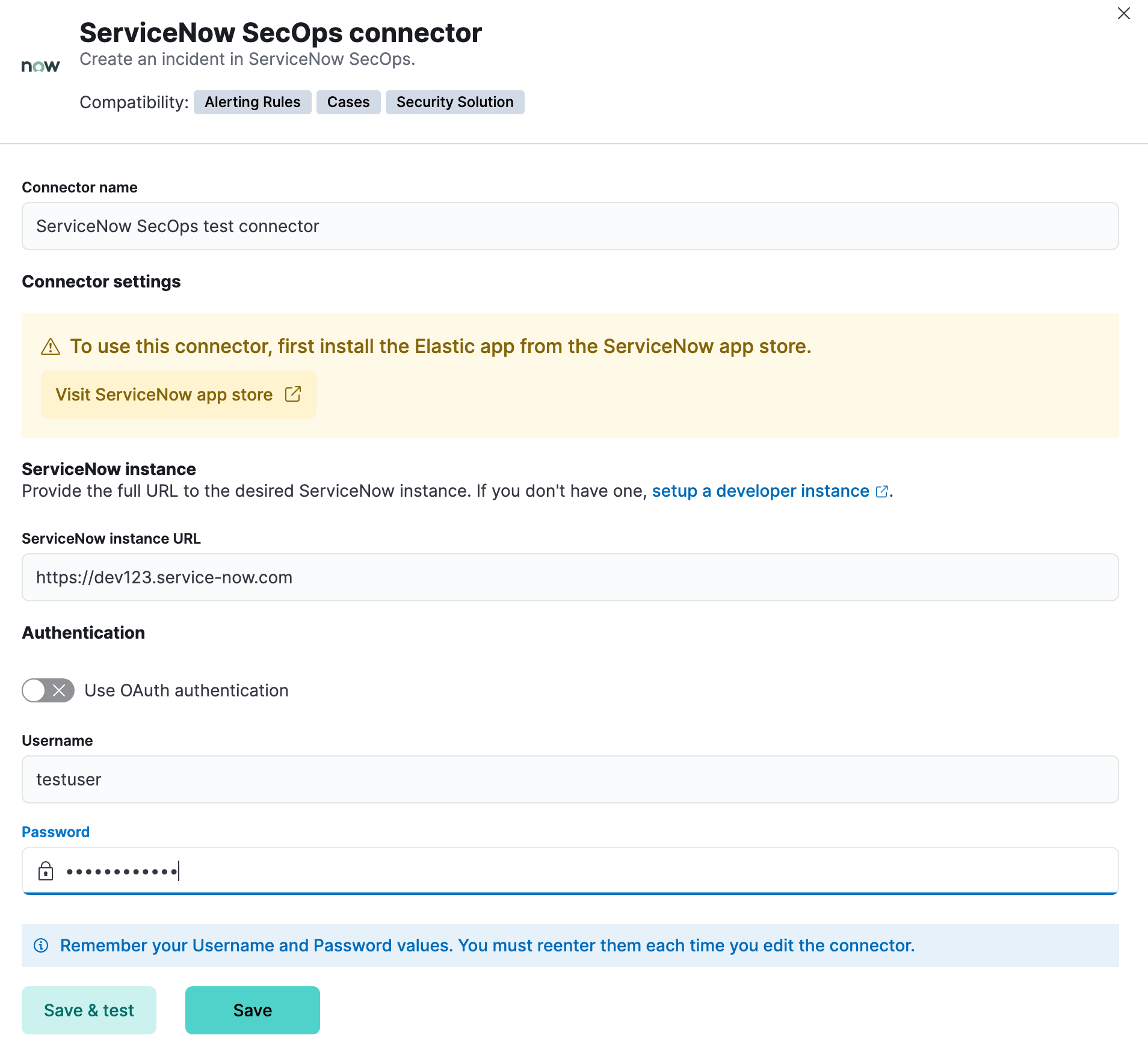 ServiceNow SecOps connector using basic auth ServiceNow SecOps connector using basic auth