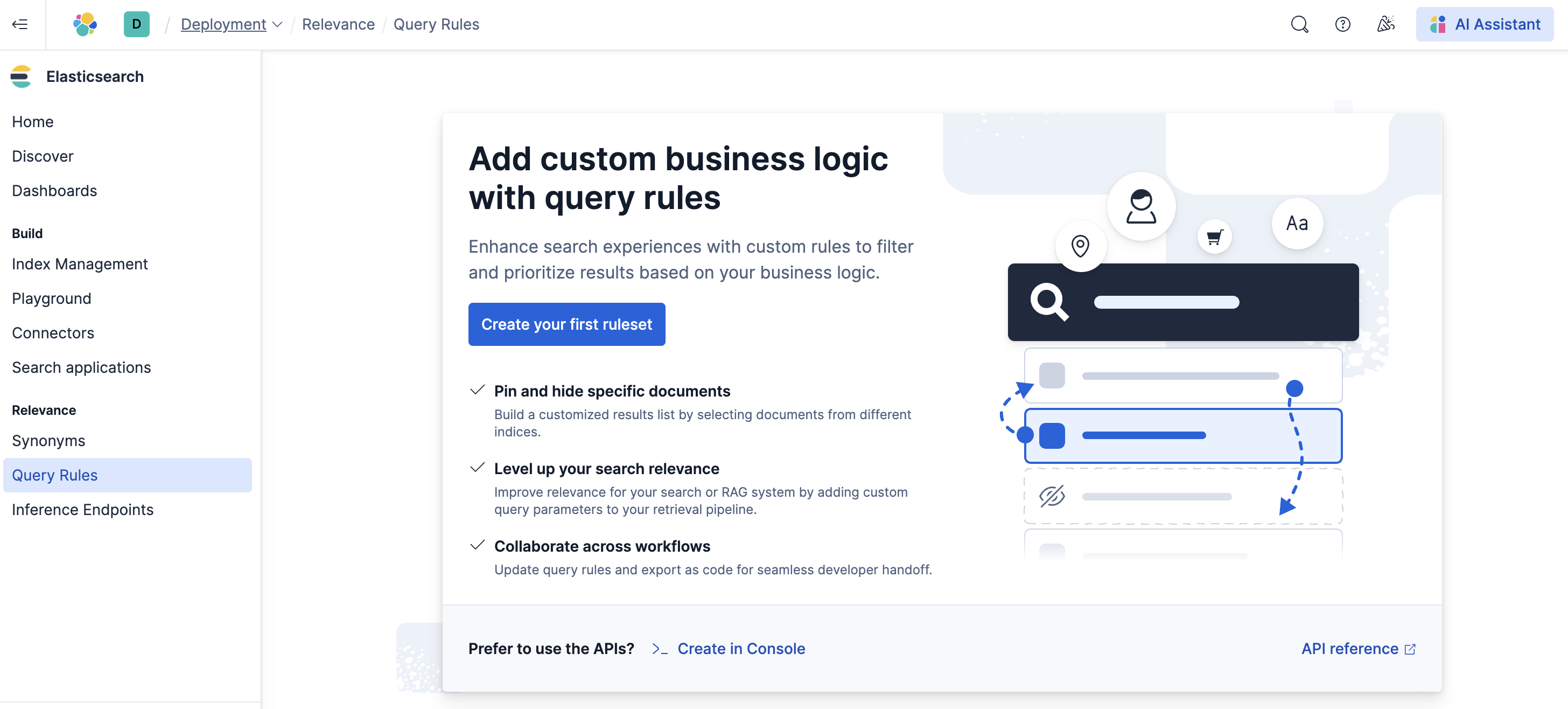Landing page for Query Rules UI. Landing page for Query Rules UI.