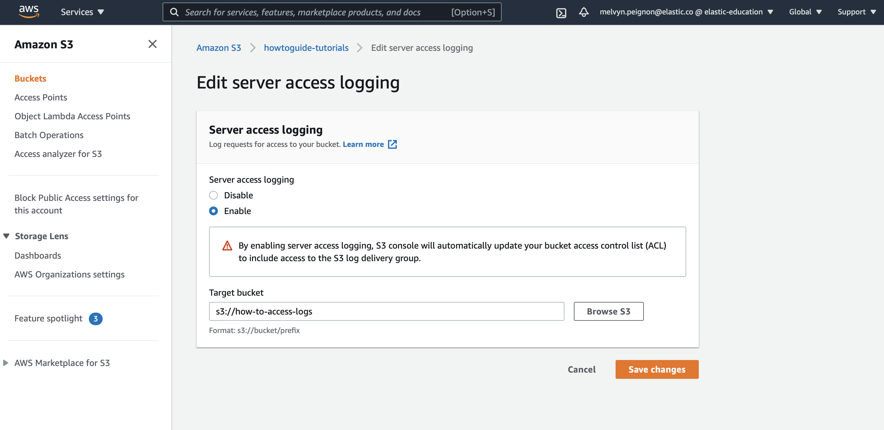 Enabling Server Access Logging Enabling Server Access Logging