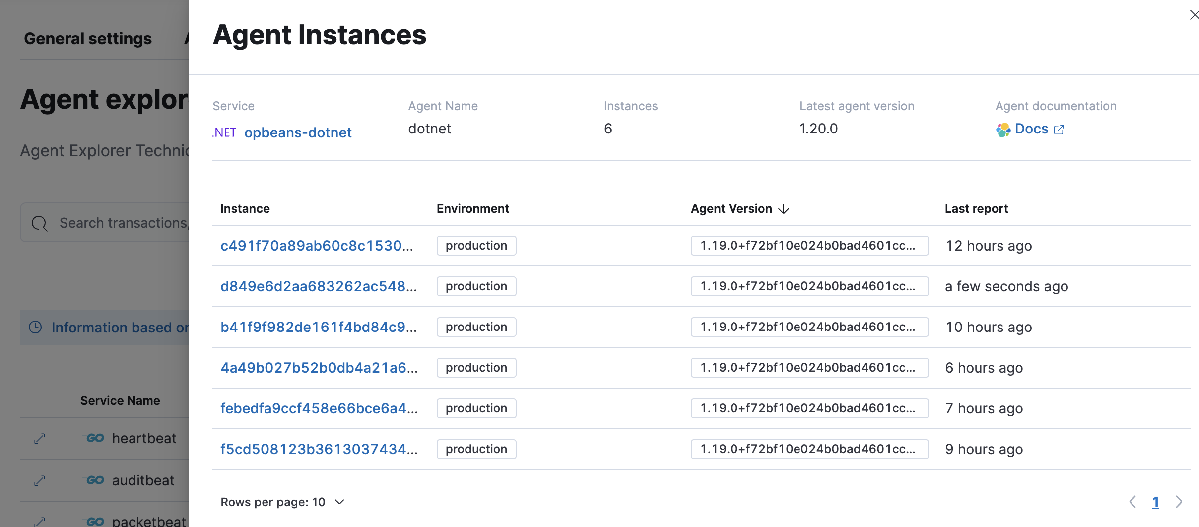 APM agent explorer flyout APM agent explorer flyout