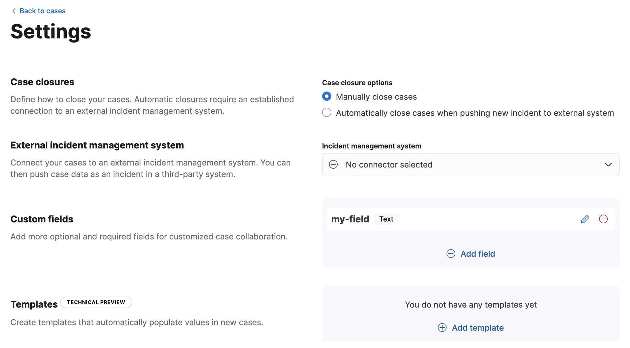 View case settings View case settings