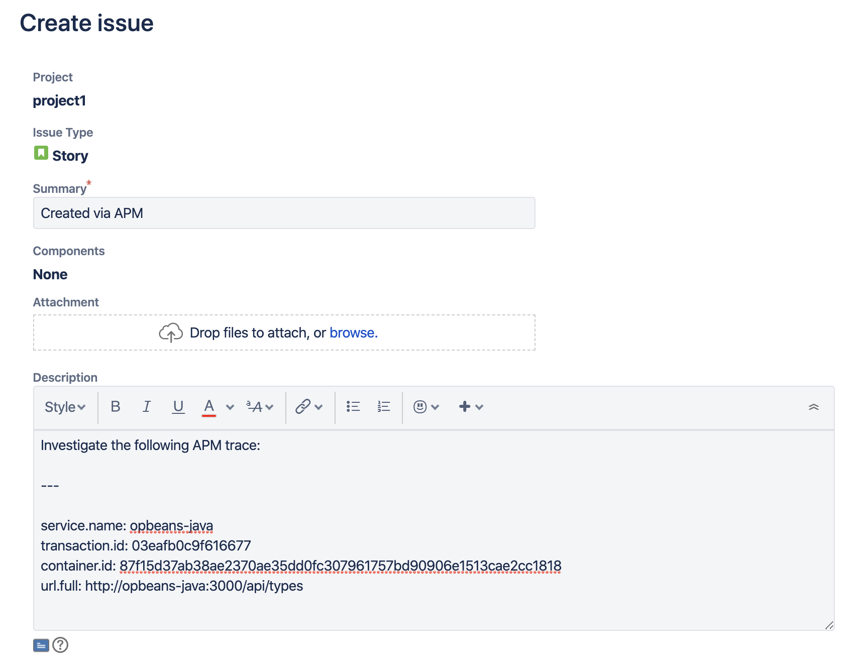 Example jira issue Example jira issue
