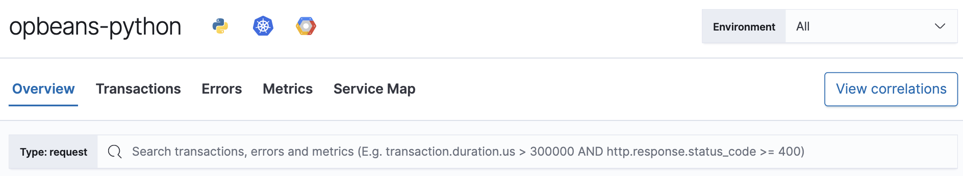 Global filters view Global filters view