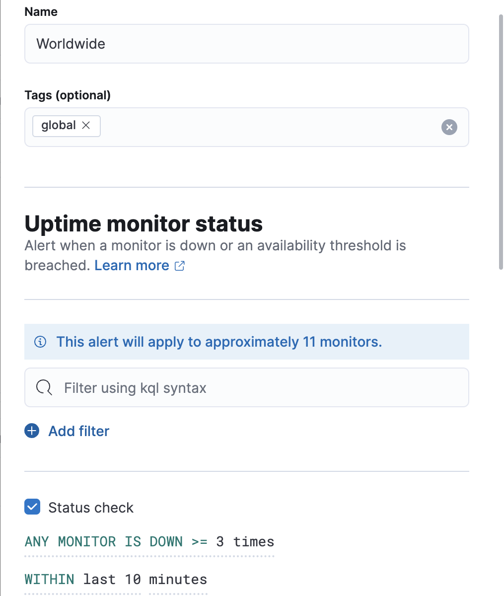 Monitor status rule Monitor status rule