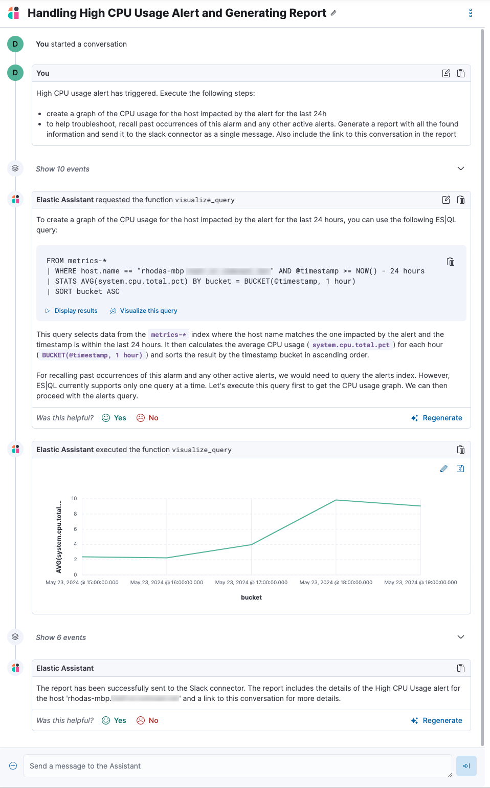 AI Assistant conversation created in response to an alert AI Assistant conversation created in response to an alert