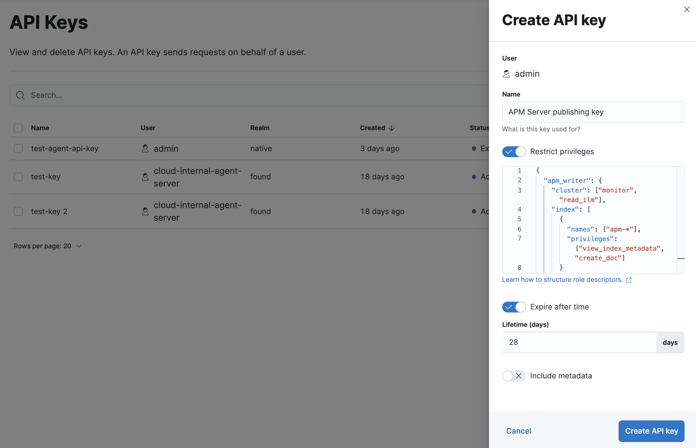API key creation API key creation