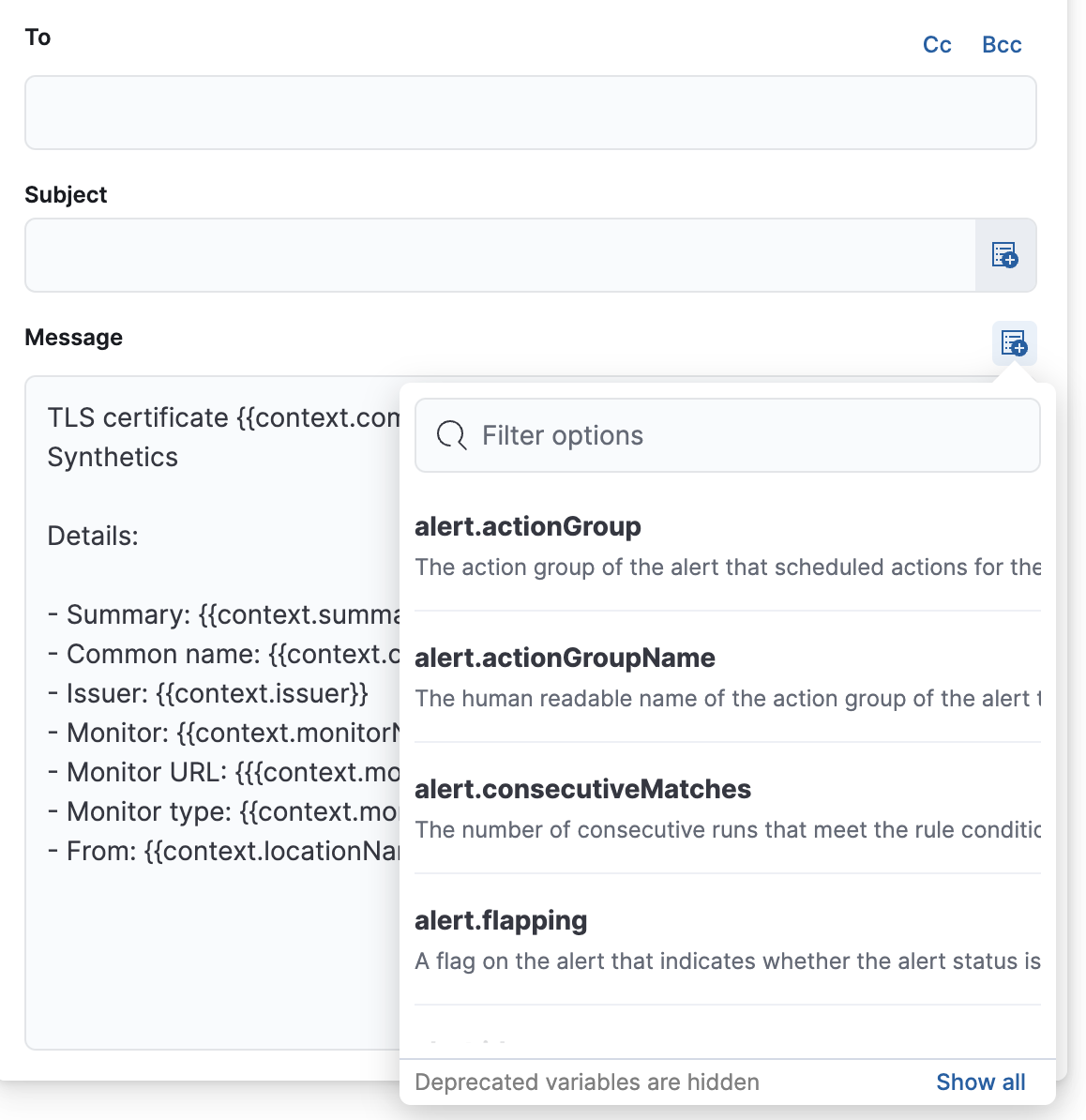 tls rule synthetics action variables tls rule synthetics action variables