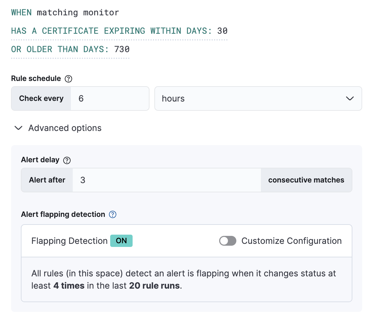 Monitor status rule Monitor status rule
