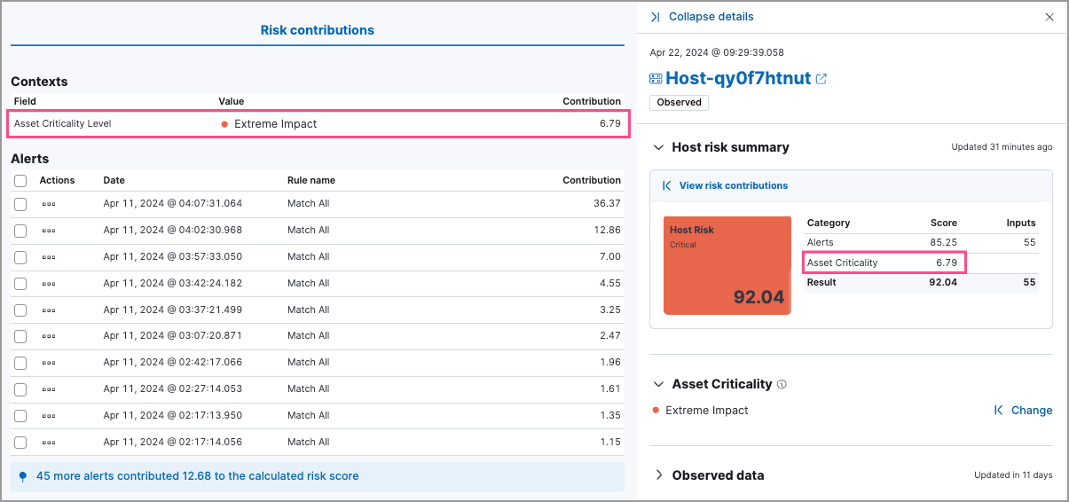 View asset criticality impact on host risk score View asset criticality impact on host risk score