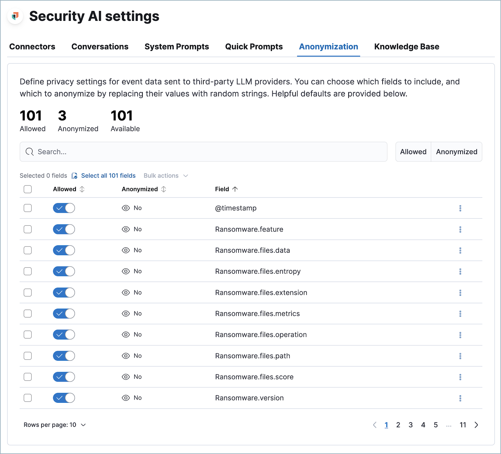AI Assistant's settings menu AI Assistant's settings menu