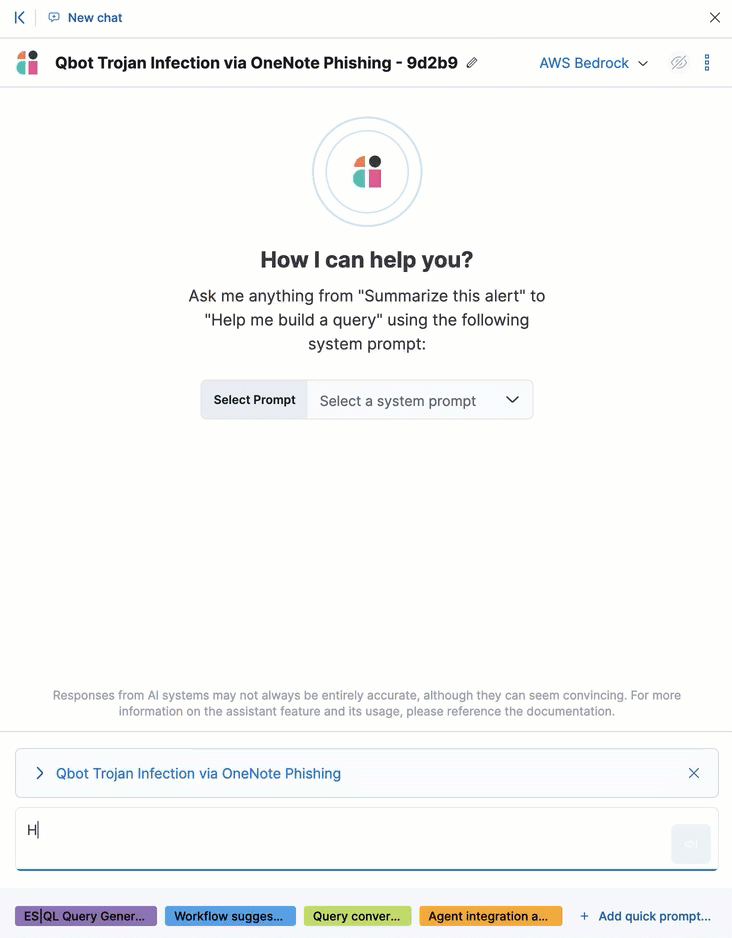 A dialogue with AI Assistant that has the attack discovery as context A dialogue with AI Assistant that has the attack discovery as context