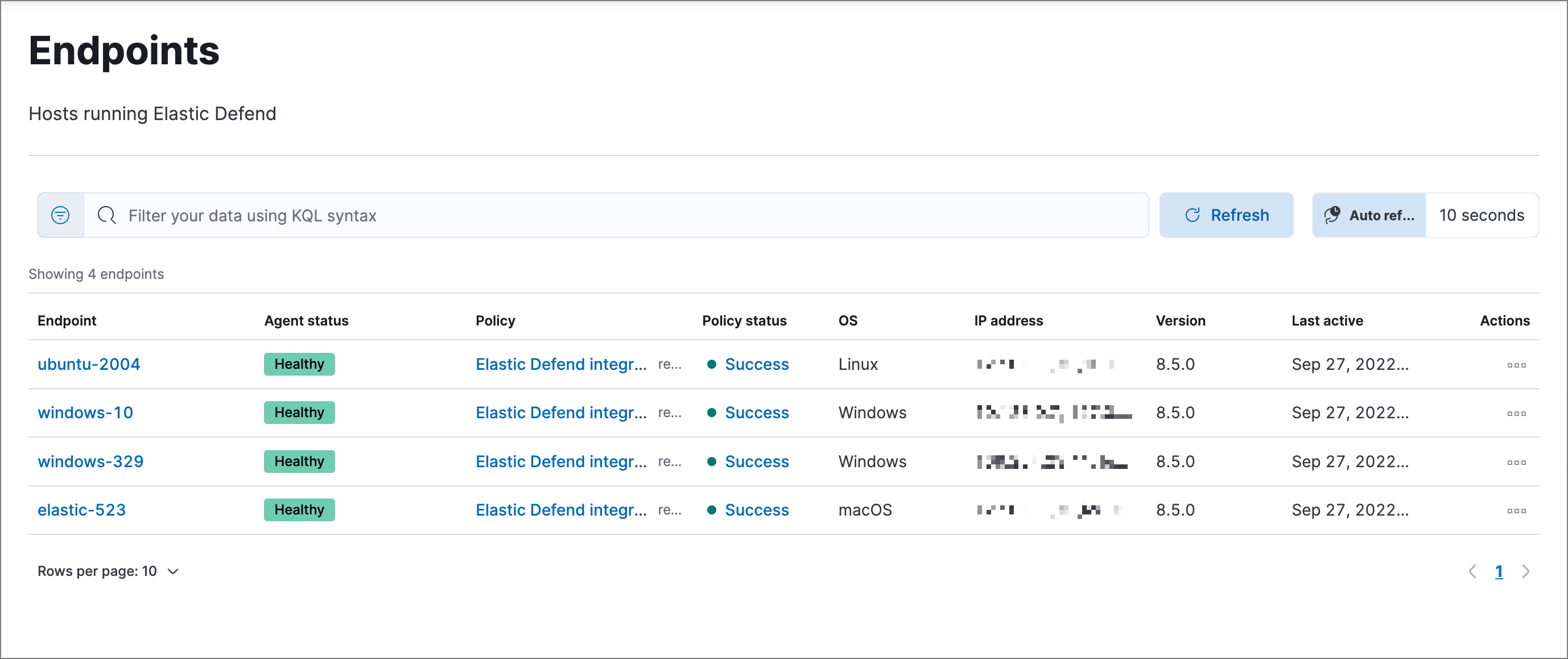 Endpoints page Endpoints page