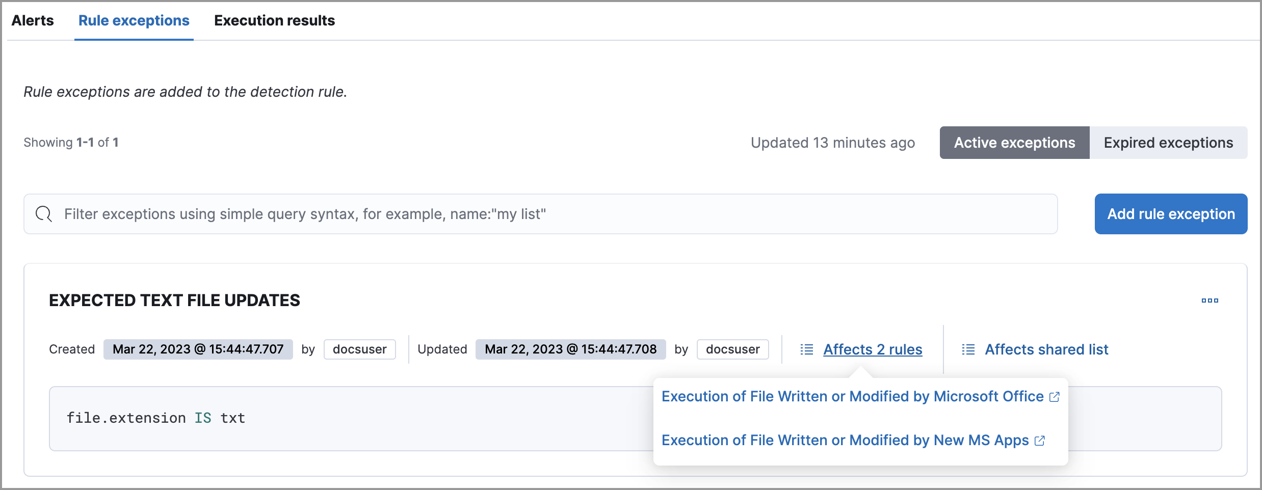 Exception that affects multiple rules Exception that affects multiple rules