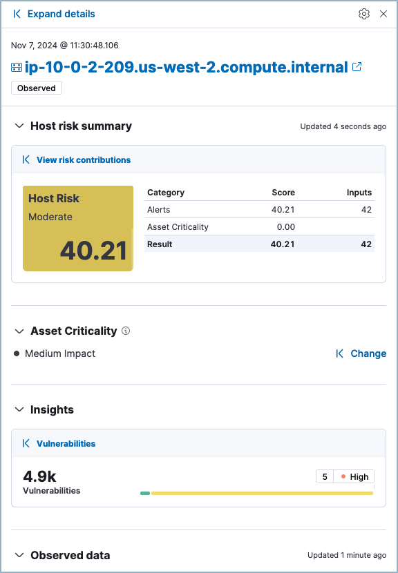 Host details flyout Host details flyout
